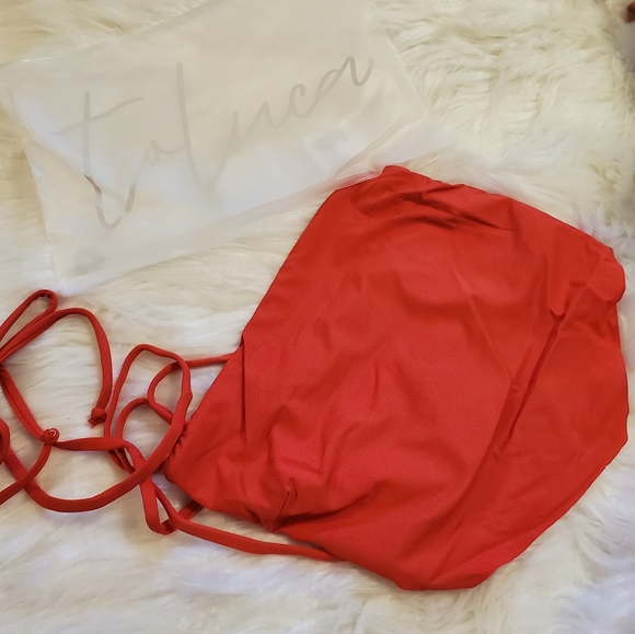 Toluca Swim Gwynne Lace-up Bandana Top - Scarlet - Picture 6 of 12